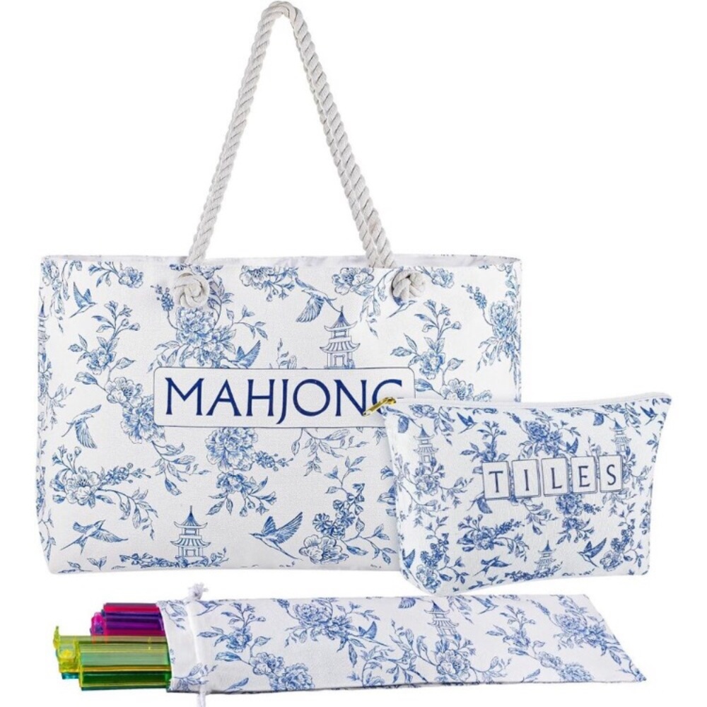 Empty Mahjong Bags Set for Tiles and Racks 24x13x4.7 Inch American Mahjong Carry